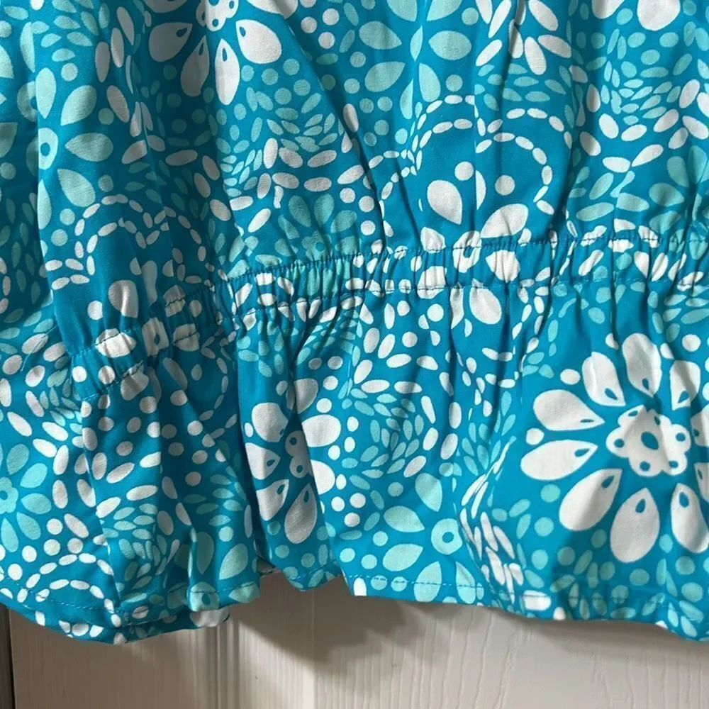 Gymboree Girls Blue Floral Fan Sleeve Kimono Style Top( Size 4yrs)